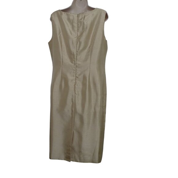 Vintage Le Suit 2 pc Gold Dress and Open Front Jacket Formal Women Size 12 FLAW - Picture 6 of 12